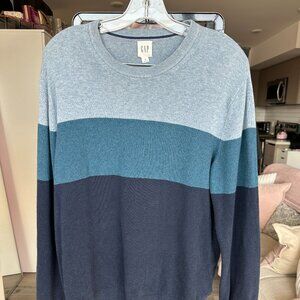 Men's Blue Striped GAP Sweater - Medium